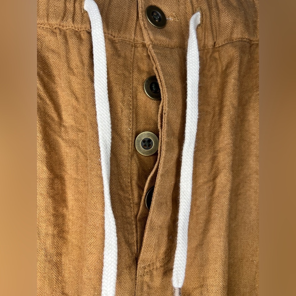 O’Neill Linen Blend Drawstring Pants Size Medium Burnt Orange - Picture 3 of 5